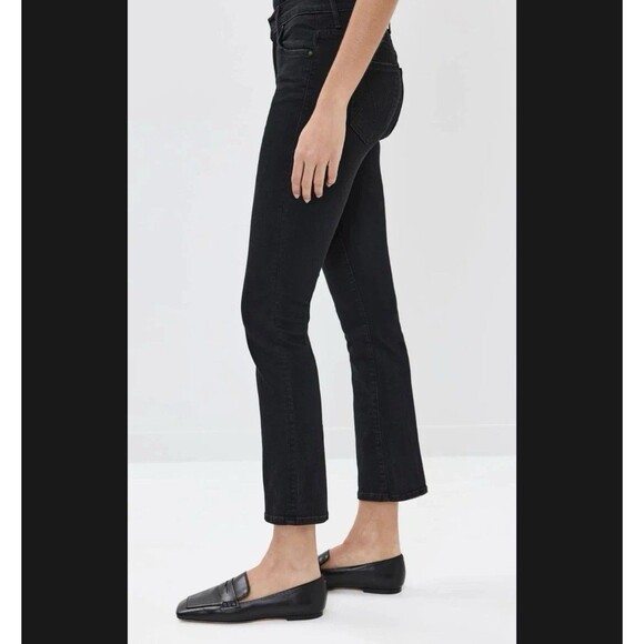 MOTHER Anthropologie The Insider Crop Jeans 26 in Not Guilty Black Hemmed Flare - Picture 5 of 15